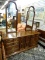 (R1) KLING COLONIAL BRAND MAHOGANY DOUBLE MIRRORED 8 DRAWER AND 2 DOOR DRESSER WITH 3 INTERIOR