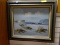 (R1) FRAMED OIL ON CANVAS OF A BEACH SIDE SCENE WITH SEAGULLS FLYING ABOUT. IS SIGNED REMINGTON IN