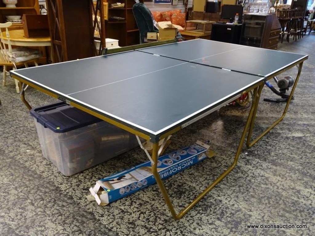 R1) VINTAGE SUPER BRUTE PING PONG BALL TABLE TENNIS. THE TABLE IS SUPPORTED  BY A METAL FRAME. FOLDS | Estate & Personal Property Personal Property |  Online Auctions | Proxibid