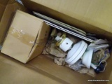 (R1) WHITE CEILING FAN WITH CANE FINISH FAN BLADES. IS IN A WHITE BOX. ITEM IS SOLD AS IS WHERE IS