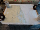 (R1) UNFRAMED PAPER MAP OF CAPE HENRY TO CURRITUCK BAY. MEASURES APPROXIMATELY 3 FT 8 IN X 2 FT 10