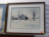 (R1) FRAMED AND DOUBLE MATTED WINTER LANDSCAPE PRINT. IS PENCIL SIGNED AND NUMBERED BY THE ARTIST