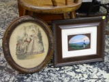 (R2) 2 PIECE PICTURE LOT TO INCLUDE A FRAMED PRINT OF A WOMAN STANDING IN A SEASIDE FIELD, AND A