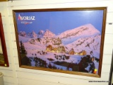 (R2) FRAMED AVORIAZ SKI RESORT PHOTOGRAPH. IS IN A MAHOGANY FRAME AND MEASURES 29 IN X 21 IN. ITEM