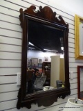 (R2) LARGE FRAMED CHIPPENDALE STYLE MIRROR WITH BEVELED GLASS EDGE. MEASURES 29 IN X 48 IN. ITEM IS