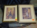 (R2) PAIR OF FRAMED CHILDRENS PRINTS (1 OF A BOY AND 1 OF A GIRL). ITEM IS SOLD AS IS, WHERE IS,