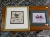 (R1) 2 PIECE FRAMED LOT TO INCLUDE A FRUIT THEMED STILL LIFE AND A LEAF AND FEATHER MADE PRINT OF A