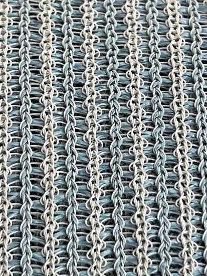 (S12L) LARGE BOLT OF SYNTHETIC OPEN WEAVE FABRIC FOR LAWN/PATIO FURNITURE UPHOLSTERY LIGHT BLUE 34