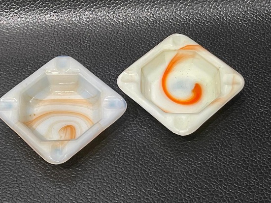 (S11K) 3-INCH AKRO AGATE SLAG GLASS ASHTRAYS