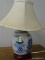 (APARTMENT) ORIENTAL POTTERY BLUE AND WHITE LAMP WITH SHADE- 14 IN H