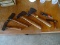 (SHOP) 4 ANTIQUE HATCHETS, ADJUSTABLE WRENCH, ETC.. ITEM IS SOLD AS IS WHERE IS WITH NO GUARANTEES