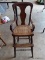 (SHOP) OAK YOUTH CHAIR WITH CANE BOTTOM- 15 IN X 16 IN X 37 IN. ITEM IS SOLD AS IS WHERE IS WITH NO