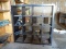 (SHOP) FAUX WOOD SHELVING UNIT- 59 IN X 15. 5 IN X 59.5 IN. ITEM IS SOLD AS IS WHERE IS WITH NO