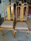 (DLR) SET OF 4 SOLID OAK SIDE CHAIRS. EACH MEASURES 20 IN X 18 IN X 42 IN. ITEM IS SOLD AS IS WHERE