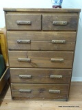(APARTMENT) PINE THIS END UP STYLE CHEST- 32 IN X 19.5 IN X 48 IN. ITEM IS SOLD AS IS WHERE IS WITH