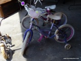 (SHOP) CHILD'S 15 IN DISNEY PRINCESS BIKE WITH BASKET AND TRAINING WHEELS. ITEM IS SOLD AS IS WHERE