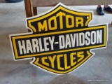 (SHOP) METAL HARLEY DAVIDSON SIGN- 36 IN X 28 IN. ITEM IS SOLD AS IS WHERE IS WITH NO GUARANTEES OR