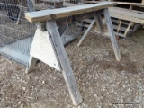 (SHED 2) PR OF WOODEN SAW HORSES. ITEM IS SOLD AS IS WHERE IS WITH NO GUARANTEES OR WARRANTY. NO
