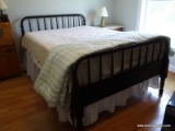 (UPBED 2) FULL SIZE SPOOL BED FRAME WITH WOODEN RAILS. ITEM IS SOLD AS IS WHERE IS WITH NO