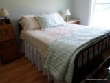 (UPBED 2) FULL SIZE MATTRESS AND BOXSPRING EITH WITH PILLOWS AND LINENS.