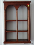 (DLR) PINE WHATNOT SHELF. MEASURES 16 IN X 6 IN X 24 IN. ITEM IS SOLD AS IS WHERE IS WITH NO