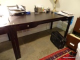(OFF) ESPRESSO FINISH COMPUTER DESK WITH 2 SIDE DRAWERS AND A CENTER PULL-OUT KEYBOARD TRAY. IS 1 OF