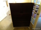 (OFF) ESPRESSO FINISH LATERAL FILING CABINET WITH 2 UPPER DOORS THAT OPEN TO REVEAL INTERIOR