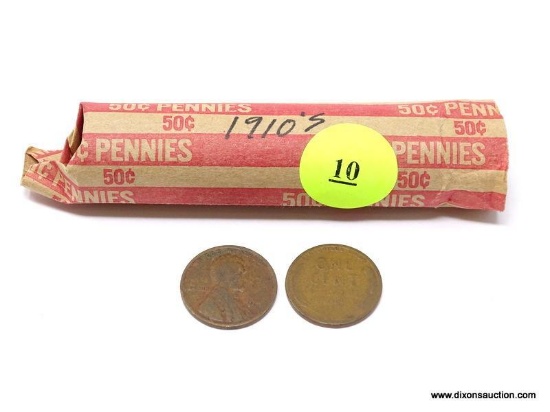 Wheat Cents - 1 roll (50) - 1910's