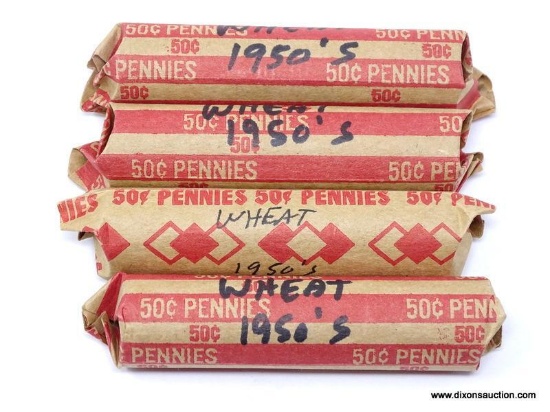 Wheat Cents - 4 rolls (200) - 1950's