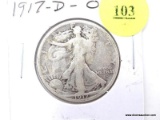 1917-D-O Half Dollar - Walking Liberty