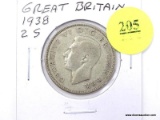 1938 Great Britain 2 Shillings - silver