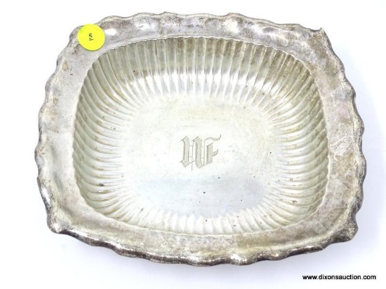 (SC) STERLING BOWL WITH RIBBED CENTER PATTERN . IS MONOGRAMMED WITH INITIAL "W". MEASURES 8.25 IN X