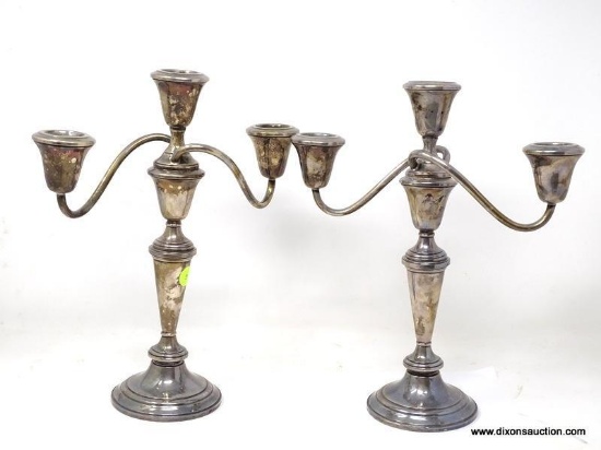 (SC) PAIR OF FISHER STERLING CANDELABRAS WITH WEIGHTED BASES. MEASURE 10 IN X 12.5 IN. WEIGHS 70.91