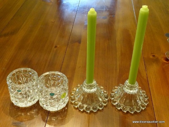 (DR) PR. OF TIFFANY CO. (PAPER LABEL) CRYSTAL PIER OR VOTIVE CANDLEHOLDERS- 4 IN H,ITEM IS SOLD AS