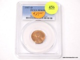1957-D LINCOLN WHEAT CENT - MS 65RD. GRADED BY PCGS.