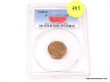 1938-D LINCOLN WHEAT CENT - MS 65RD. GRADED BY PCGS.