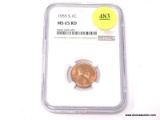1955-S LINCOLN WHEAT CENT - MS 65RD. GRADED BY NGC.
