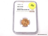 1955-S LINCOLN WHEAT CENT - MS 65RD. GRADED BY NGC.