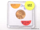 1957 LINCOLN WHEAT CENT - GEM BU RED.