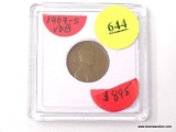 1909-S VDB LINCOLN WHEAT CENT.