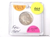 1913 BUFFALO NICKEL - FULL HORN - GEM BU.