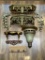 (S8H) ORNATE FRENCH ROCCOCO STYLE GOLD TONE WALL SCONCE SHELVES AND ASSORTED DECORATIVE ITEMS.