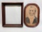(S9I) ANTIQUE WOOD FRAME (18.5 X 17.5) AND FRAMED PORTRAIT OF MAN WITH CHIN STRAP BEARD