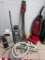 (LOCATED CENTER AISLE) LOT OF FIVE VACUUM CLEANERS (UNTESTED) WITH ACCESSORIES. INCLUDES: SHARK