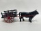 (S6F) ANTIQUE COW PULLING CART OX WITH WAGON CAST IRON