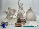 (S7G) CERAMIC GREENWARE NATIVE AMERICAN FIGURES AND ASSORTED OTHER AMERICAN INDIAN THEMED DECORATIVE