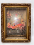 (S9I) DEEP WELL ANTIQUE VICTORIAN GILT WOOD FRAME WITH METAL ANHEUSER BUSCH ADVERTISING SIGN