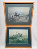 (S2B) CHARLES M. RUSSELL UNION 76 PRINTS 'INDIAN SCOUTING PARTY' AND 'INTRUDERS'. EACH MEASURES 21 X