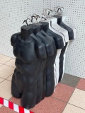 (LOCATED CENTER AISLE) MALE MANNEQUIN DISPLAY FORMS PLASTIC TORSO BLACK AND WHITE