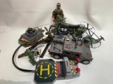(S4D) LOT OF MILITARY TOYS INCLUDING M&C GI JOE 1:6 SCALE WWII MILITARY MOTORCYCLE; USMC ATTACK
